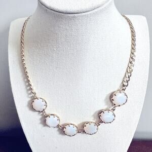 Zoetik Necklace Choker Round Circle Statement Costume Jewelry Gold tone White